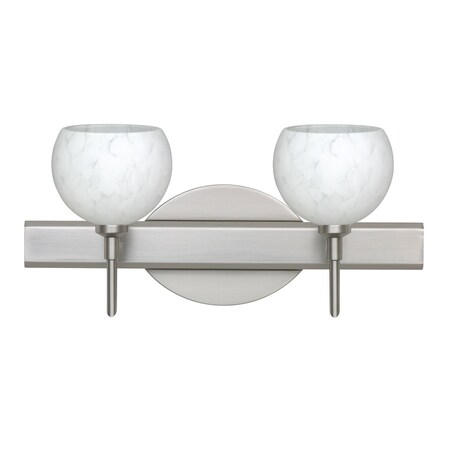 Besa Lighting Palla 5 Vanity, Carrera, Satin Nickel Finish, 2x5W LED 2SW-565819-LED-SN